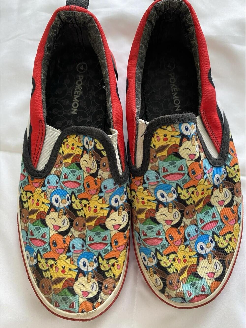 Ground Up Pokémon Slip-On Canvas Sneaker Shoes Kids Youth Size 4 Pikachu Eevee